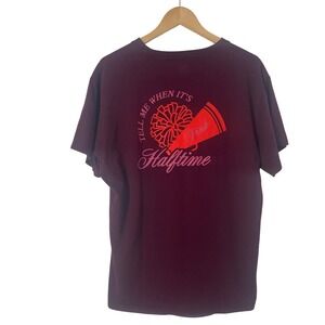 Victorias Secret PINK Burgundy T Shirt Cheerleading Halftime‎ Varsity L Cotton